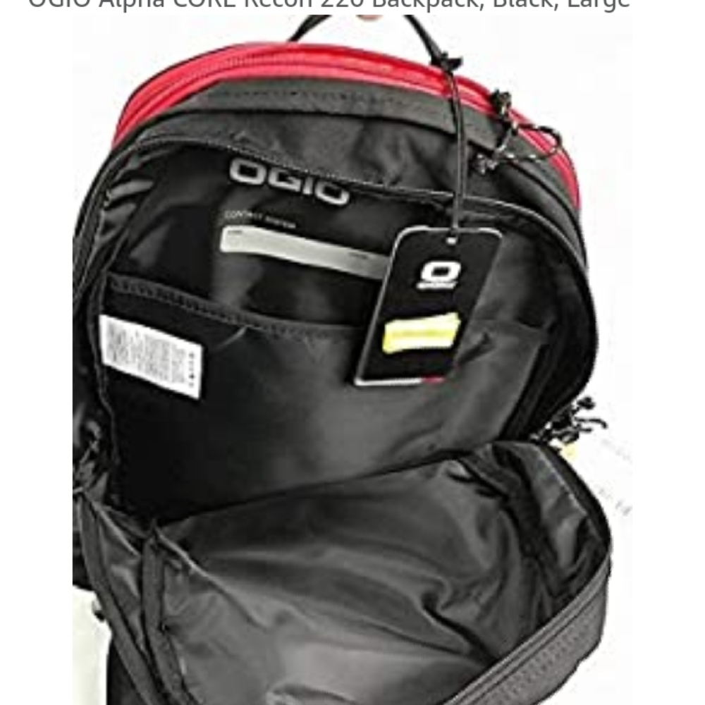 OGIO Black Backpack with Red Zipper Trim